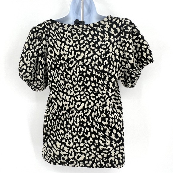 Free People No Type Tee Black & White Leopard Peasant T-Shirt Top Size M Mobwife - Picture 4 of 7